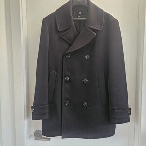 H&M Men's Black Peacoat